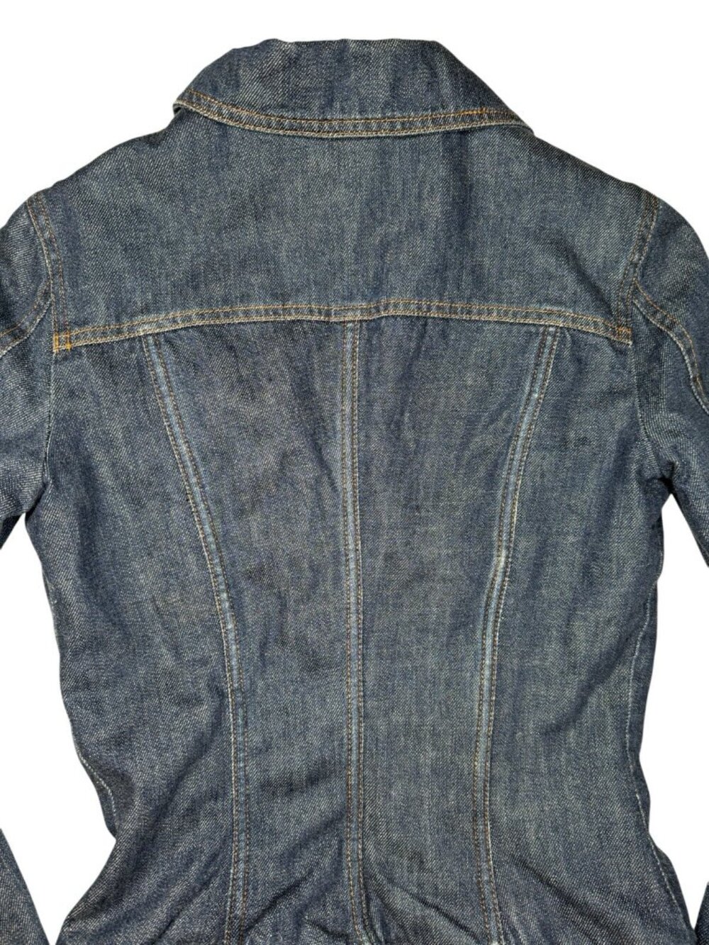 D&G Dolce & Gabbana XS Vintage Y2K Denim Jacket Tiger Stripe Lining Zip Pockets - Picture 8 of 11